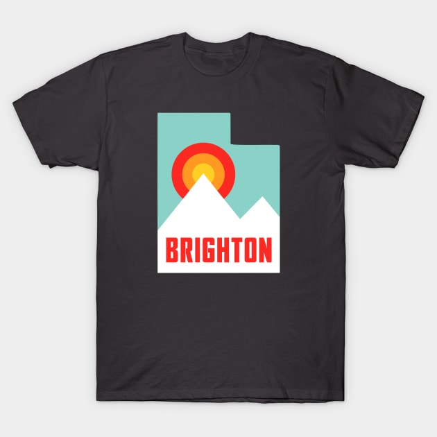 Brighton Utah State Retro Mountains T-Shirt by PodDesignShop